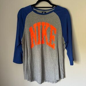 VIntage Nike Spell Out Baseball Shirt 100% Cotton Size L